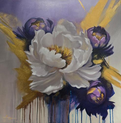 072 - Alketa-Tragaj-Myshketa- - Paeonia - 80x80-cm - Olio-su-tela