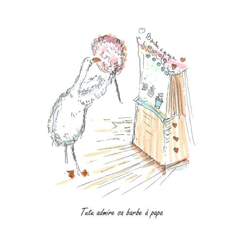 706 - Claire-Tostain- - Tutu-admire-sa-barbe-a-papa - 15x15-cm - Dessin-feutre
