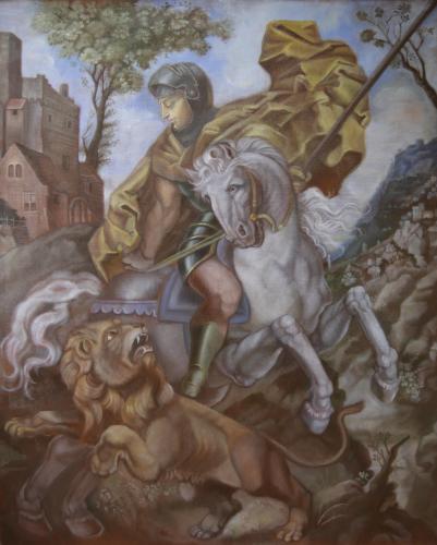 182 - Sonia-Chiapuso- - Guillaume-le-Marechal-dit-le-Lion-ecarlate - 150x180-cm - Technique-Rubens-sur-toile