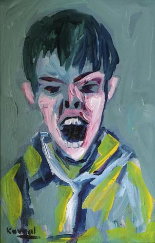 203 - Francisco-Javier-Corral-Gutierrez-Korral- - El-grito-de-un-nino-huerfano - 30x20-cm - Acrilico-y-oleo-sobre-lienzo