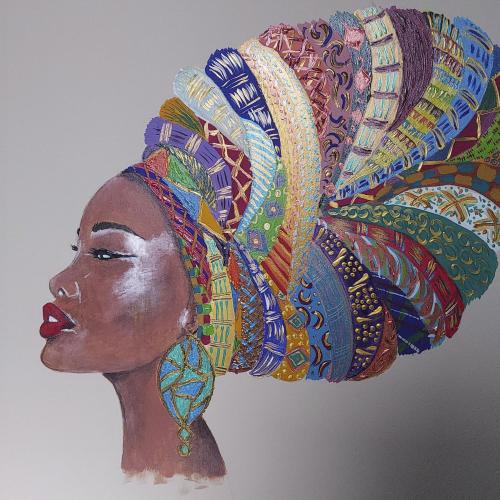 251 - Mariella-Di-Gennaro- - Africa - 80x80-cm - Acrilico-su-tela-spatola-e-pennello