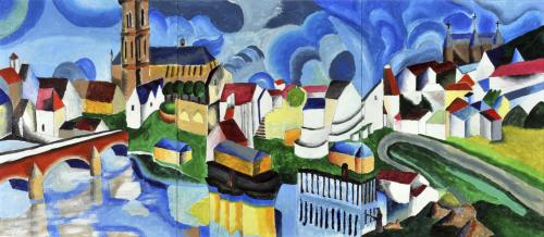 256 - Fabio-Di-Rosa- - Melk-e-il-Danubio - 90x40-cm - Acrilico-su-tela