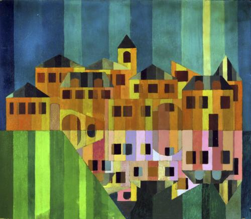 257 - Fabio-Di-Rosa- - Paese-a-specchio - 69x62-cm - Acrilico-su-tavola