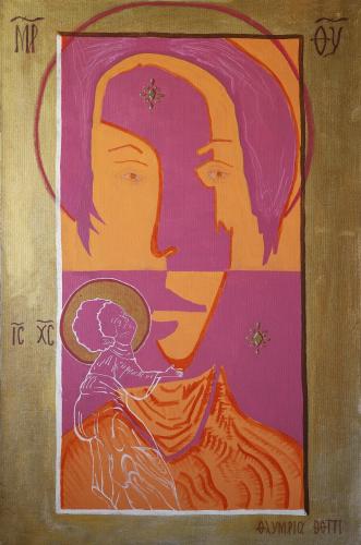 264 - Olympia-Dotti- - Madonna-della-tenerezza - 100x1005-cm - Acrilco-su-tela-con-uso-di-oro-zecchino