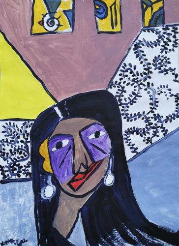 461 - Kateris-Y.-Martinez-B.-KYMB - Being-Blue-–-Self-Portrait-3 - 30x42-cm - Acrilico-sobre-Papel