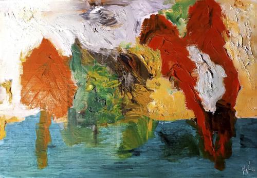 465 - Antonio-Masiello-Masiello - Lago-di-Como - 50x35-cm - Olio-su-tela