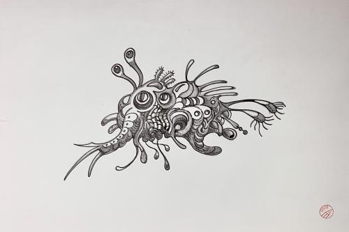 478 - Adriano-Merigo- - Elementi-Idrocellulare-3 - 70x50-cm - Pennarello-su-tela-fotografica