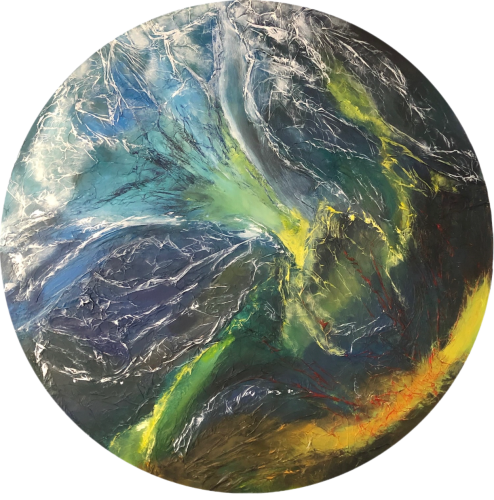 607 - Pascale-Rey-Texier-KLOO - Ruisselante-3 - 80x80-cm - Collage-acrylique