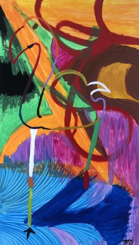 667 - Paulo-Sousa-Sergio - Missing-drugs - 675x117-cm - Gouache-enamel-acrylic-spray-on-canvas-and-wood