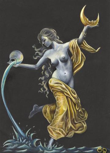682 - Iliana-Strinska-Il-Strinska - Newmoon-in-Aquarius-Amaris-project - 297x42-cm - Water-pencils-with-egg-yolk