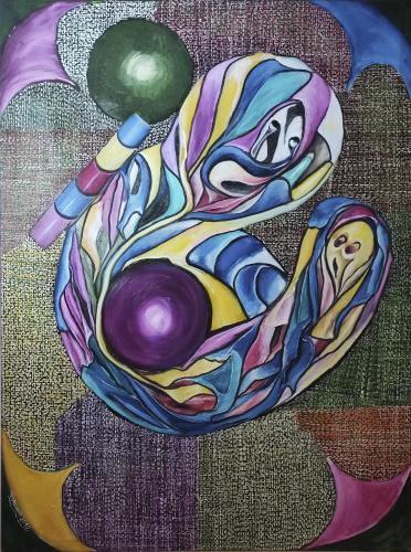 721 - Mario-Angelo-Vacca-Va.Ma .An- - Protezione - 82x110-cm - Olio-su-tela