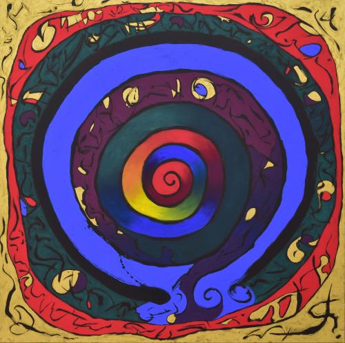 740 - Frank-Vescio- - Enso-Circle-and-Spiral - 160x160-cm - Acrylic-and-Indian-Ink-on-Canvas