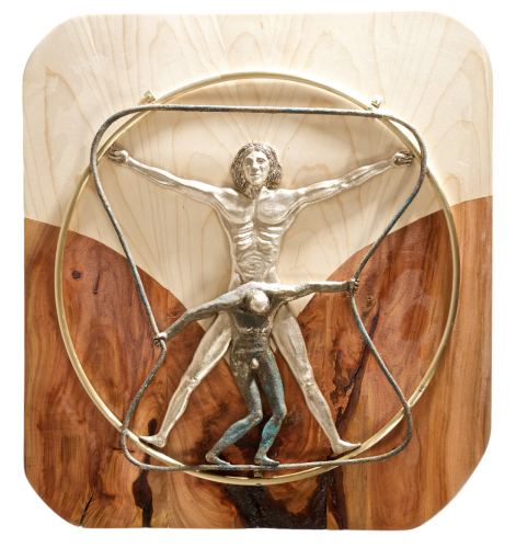 163 - Sergio-Carlin- - La-speranza-nelle-nuove-generazioni - 50x54-cm - Bronzo-e-legno