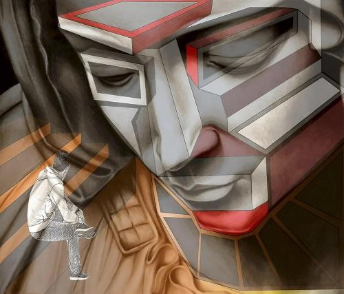 626 - Francesco-Sama-Frenkyart - Io-e-il-maestro - 100x100-cm - Digitale