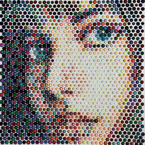 350 - Vincent-Guillard- - Jane-B - 100x100-cm - Pointillisme-acrylique-sur-toile